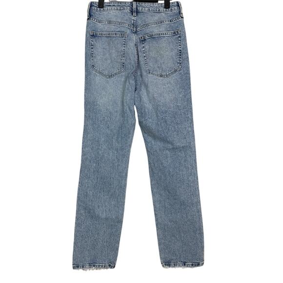 H&M Vintage Straight High Waist Coupe Droite Retro Jeans Raw Frayed Hem 6 Blue - Picture 11 of 16